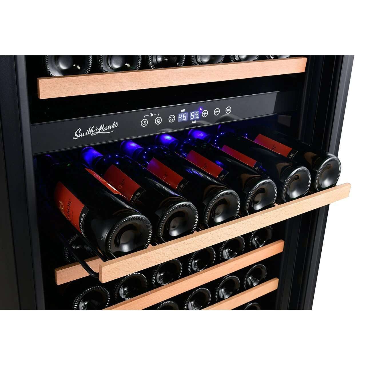 166 Bottle Dual Zone Wine Cooler, Smoked Black Glass Door RW428DRG